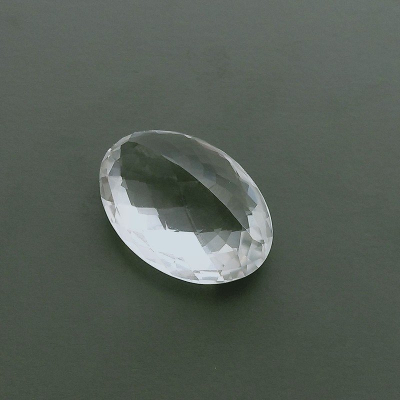 Gemma Sciolta di Cristallo di Rocca Naturale, Taglio Ovale Sfaccettato a Mano, 22x16x11 mm, 22,30 ct