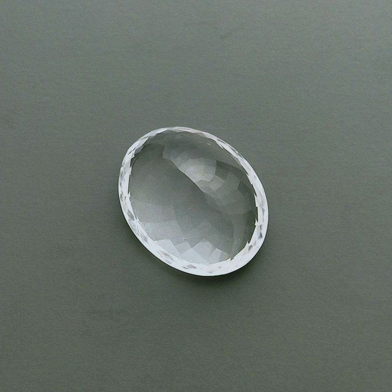 Gemma Sciolta di Cristallo di Rocca Naturale, Taglio Ovale Sfaccettato a Mano, 20x15x11 mm, 20+ ct