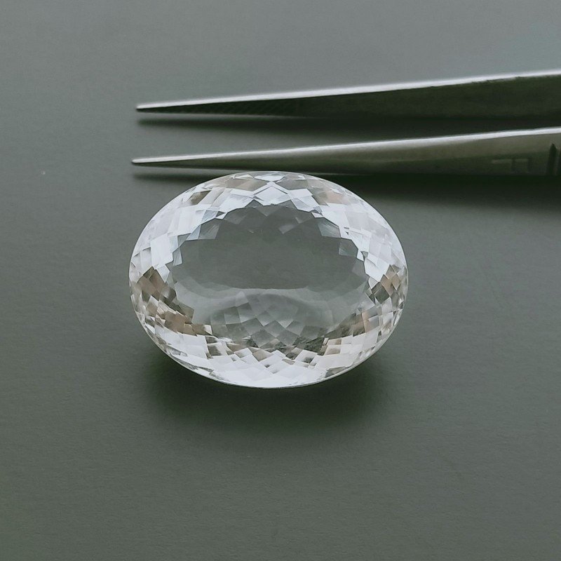 Cristallo Di Rocca Naturale Taglio Ovale Sfaccettata a Mano Gemma Sciolta 24X19X10mm 29+ Carati 1pz