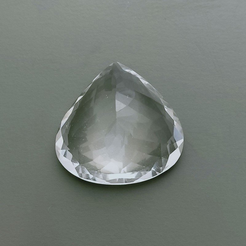 Gemma Sciolta di Cristallo di Rocca Naturale, Taglio Cuore Sfaccettato a Mano, 24x24x11 mm, 31,50 ct