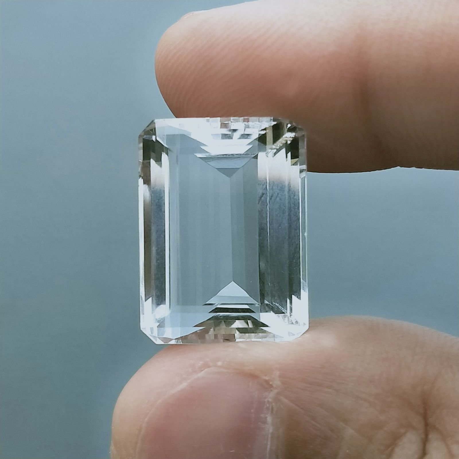 Cristallo Di Rocca Naturale Taglio Smeraldo Ottagono Sfaccettata a Mano Gemma Sciolta 20X14X10mm 24+ Carati 1pz