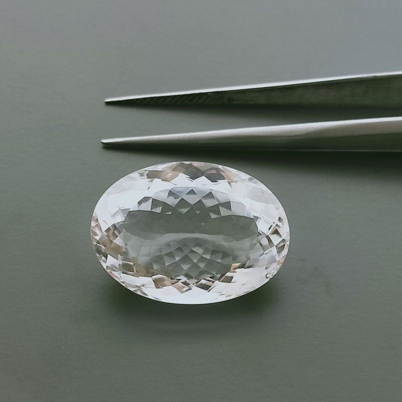 Cristallo Di Rocca Naturale Taglio Ovale Sfaccettata a Mano Gemma Sciolta 16X22X11mm 23+ Carati 1pz