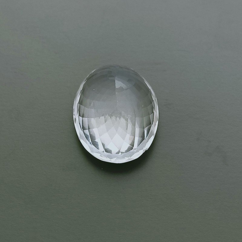 Gemma Sciolta di Cristallo di Rocca Naturale, Taglio Ovale Sfaccettato a Mano, 16x22x11 mm, 23+ ct