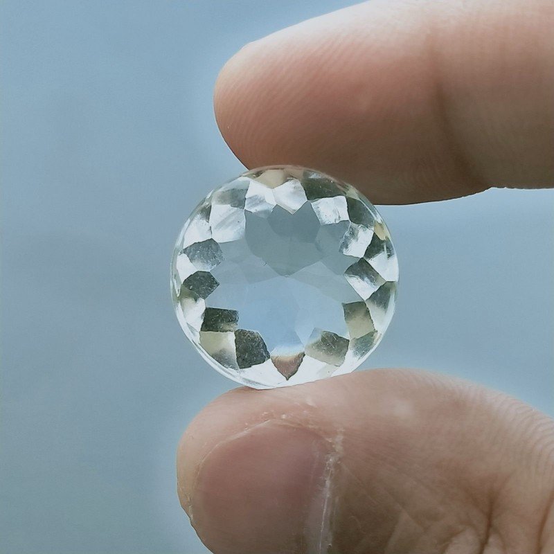 Cristallo Di Rocca Naturale Taglio Tondo Liscio-Sfaccettata a Mano Gemma Sciolta 18X18X12mm 23,50 Carati 1pz Cristallo Di Rocca Naturale Taglio Tondo Liscio-Sfaccettata a Mano Gemma Sciolta 18X18X12mm 23,50 Carati 1pz