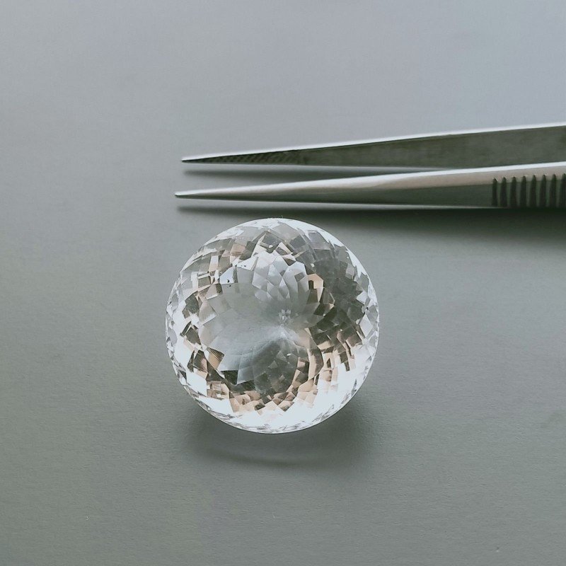 Cristallo Di Rocca Naturale Taglio Tondo Sfaccettata a Mano Gemma Sciolta 22X14mm 39,00 Carati 1pz