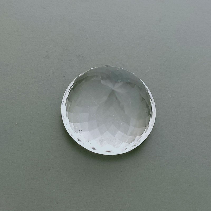 Gemma Sciolta di Cristallo di Rocca Naturale, Taglio Tondo Sfaccettato a Mano, 22x14 mm, 39,00 ct
