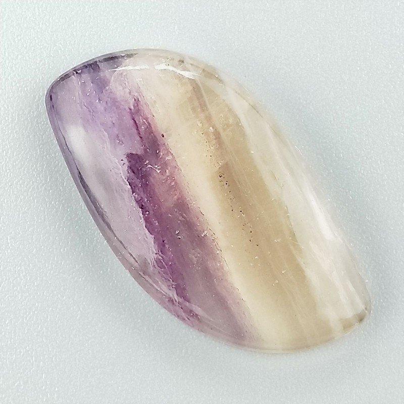 Fluorite Naturale Forma Fantasia Piatto Cabochon Liscio Fatto a Mano 32X17X5mm 5,80gm 1pz