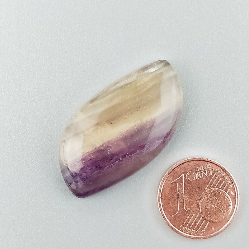 Fluorite Naturale Forma Fantasia Piatto Cabochon Liscio Fatto a Mano 32X17X5mm 5,80gm 1pz