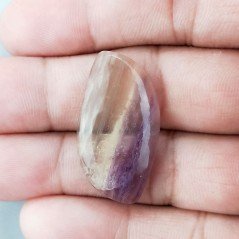 Fluorite Naturale Forma Fantasia Piatto Cabochon Liscio Fatto a Mano 32X17X5mm 5,80gm 1pz