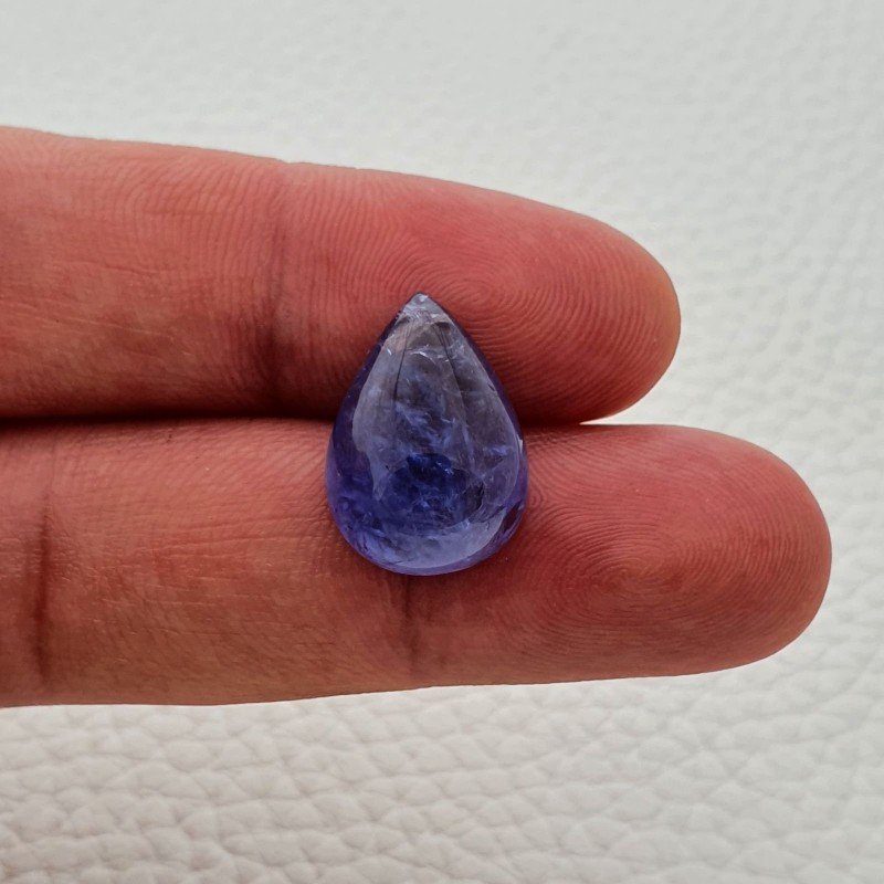 Tanzanite Naturale Forma Goccia Piatto Cabochon Liscio Fatto a Mano 18X13X7mm 15,10 Carati 1pz