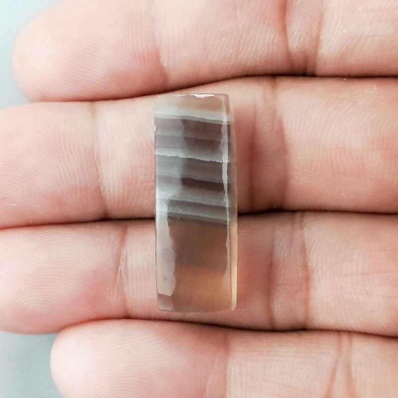 Fluorite Naturale Forma Rettangolare Piatto Cabochon Liscio Fatto a Mano 28X10mm 5,50gm 1pz
