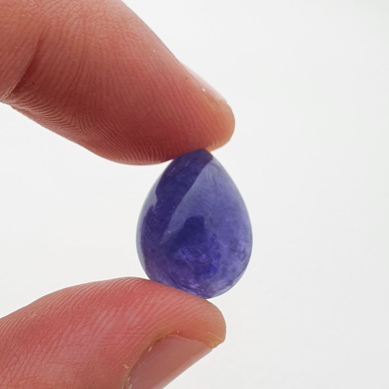 Tanzanite Naturale Forma Goccia Piatto Cabochon Liscio Fatto a Mano 17X13X8mm 14,90 Carati 1pz