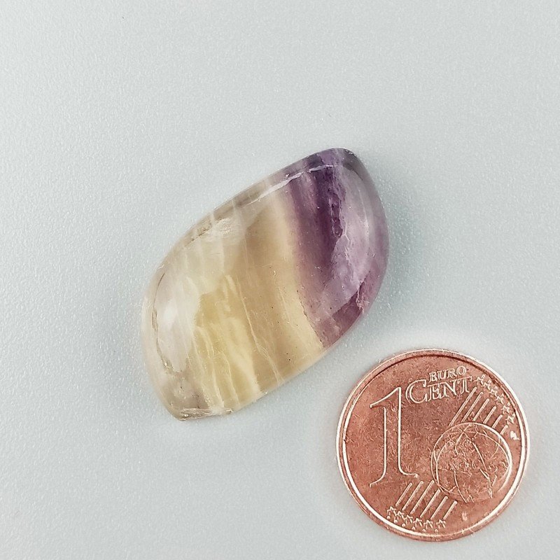 Fluorite Naturale Forma Fantasia Piatto Cabochon Liscio Fatto a Mano 27X15X6mm 4,75gm 1pz