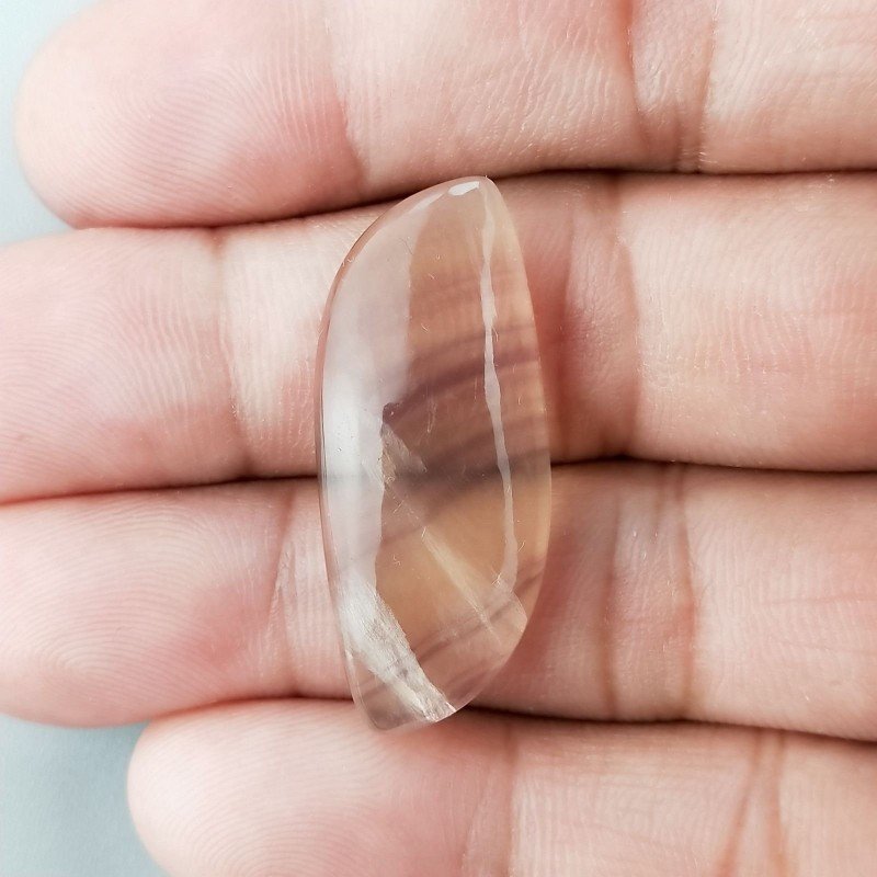 Fluorite Naturale Forma Fantasia Piatto Cabochon Liscio Fatto a Mano 33X14X5mm 4,50gm 1pz
