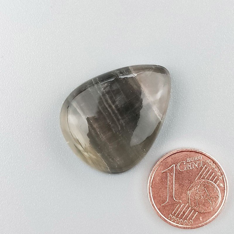 Fluorite Naturale Forma Goccia Piatto Cabochon Liscio Fatto a Mano 25X20mm 5,87gm 1pz