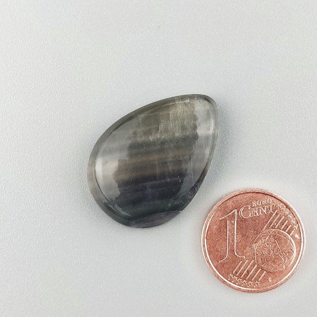 Fluorite Naturale Forma Goccia Piatto Cabochon Liscio Fatto a Mano 24X17X5mm 4,50gm 1pz