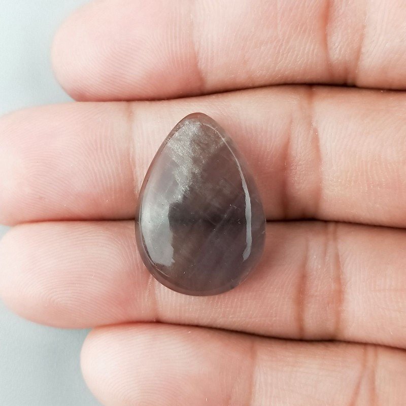 Fluorite Naturale Forma Goccia Piatto Cabochon Liscio Fatto a Mano 24X17X5mm 4,50gm 1pz