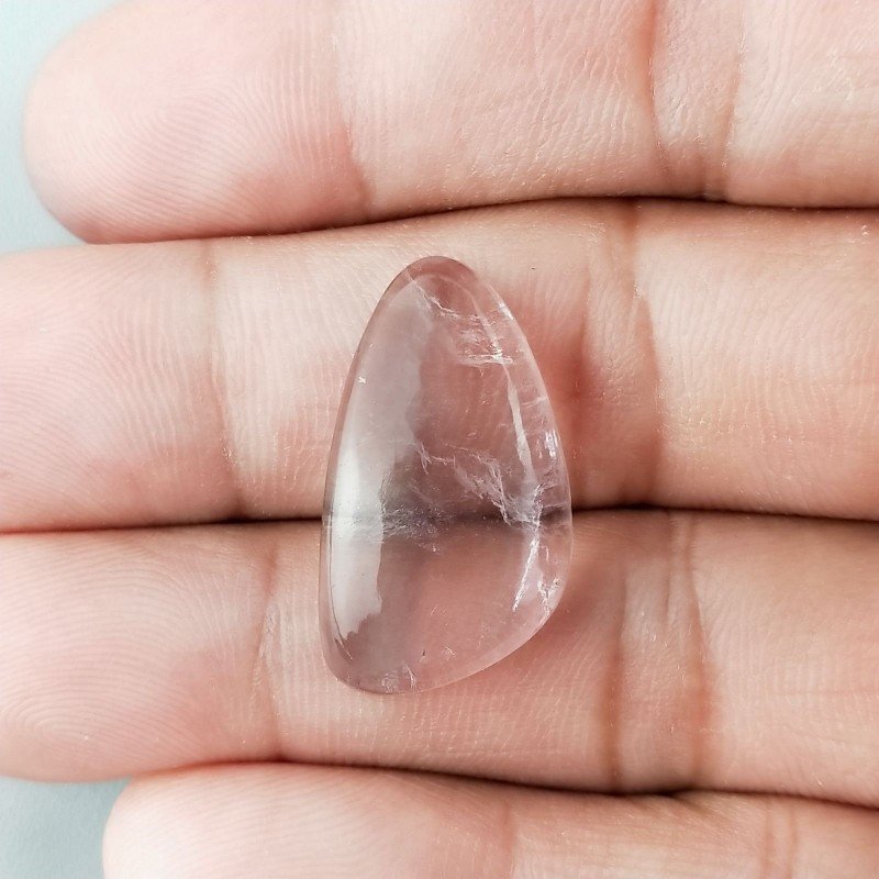 Fluorite Naturale Forma Fantasia Piatto Cabochon Liscio Fatto a Mano 25X14X5mm 3,85gm 1pz