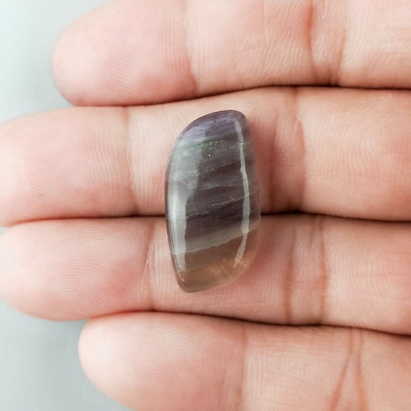 Fluorite Naturale Forma Fantasia Piatto Cabochon Liscio Fatto a Mano 26X13X6mm 4,50gm 1pz