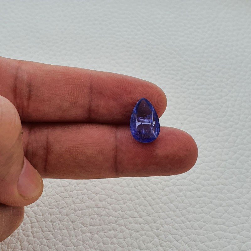 Tanzanite Naturale Forma Goccia Piatto Cabochon Liscio Fatto a Mano 15X9X4mm 5,50 Carati 1pz