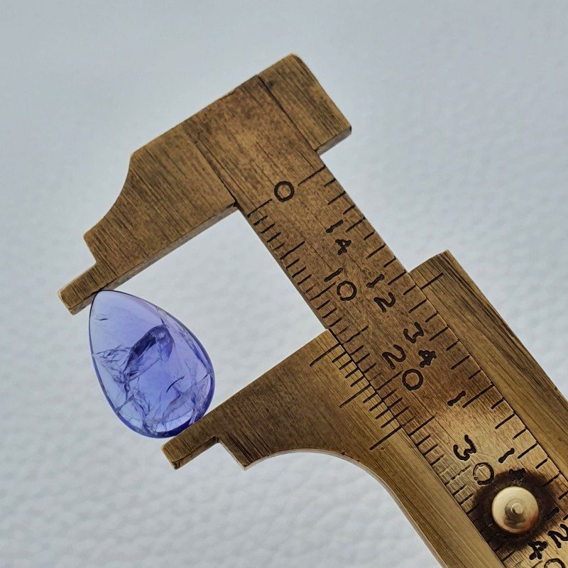 Tanzanite Naturale Forma Goccia Piatto Cabochon Liscio Fatto a Mano 15X9X4mm 5,50 Carati 1pz