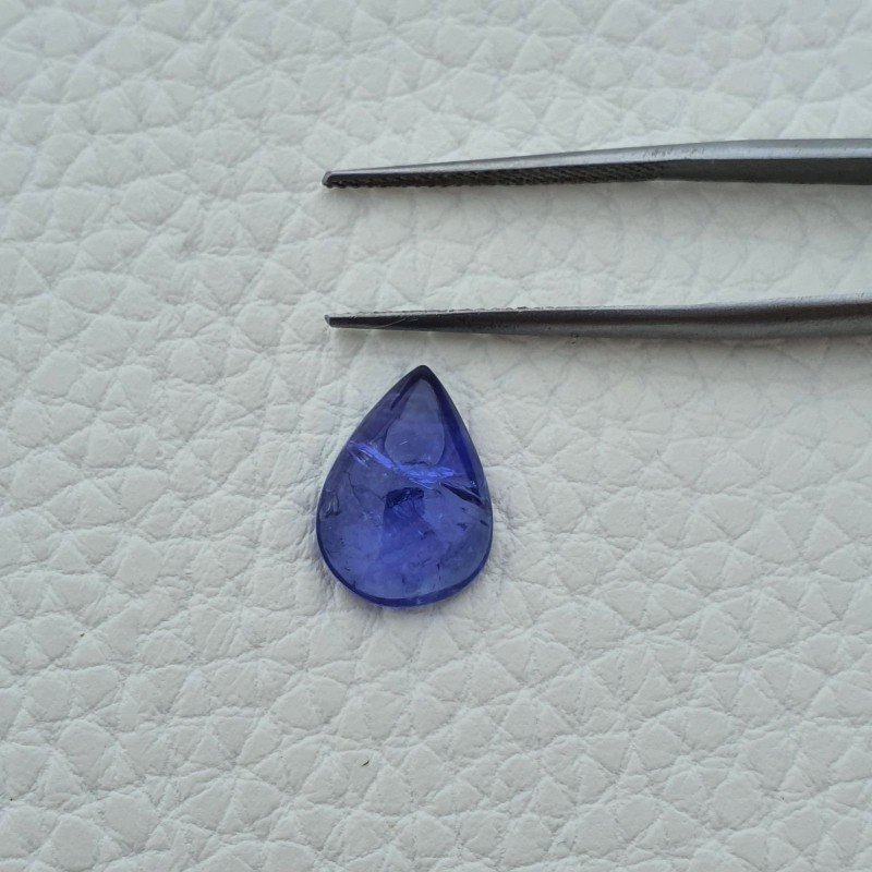 Tanzanite Naturale Forma Goccia Piatto Cabochon Liscio Fatto a Mano 14X10X4mm 4,70 Carati 1pz