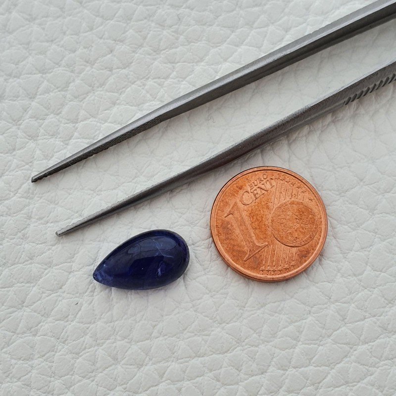 Tanzanite Naturale Forma Goccia Piatto Cabochon Liscio Fatto a Mano 13X7X5mm 4,40 Carati 1pz