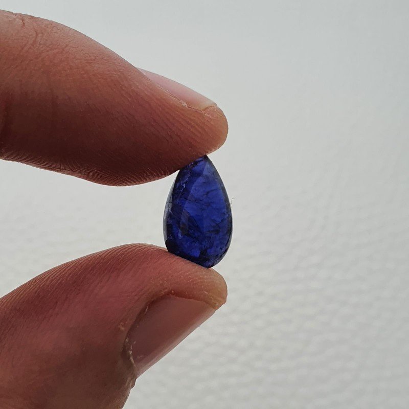 Tanzanite Naturale Forma Goccia Piatto Cabochon Liscio Fatto a Mano 13X7X5mm 4,40 Carati 1pz