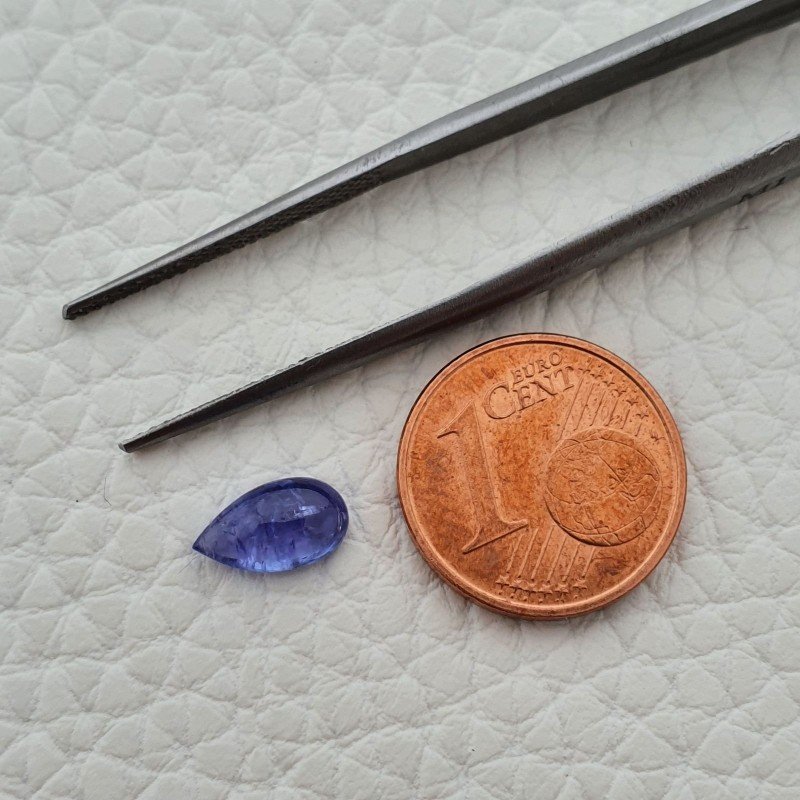 Tanzanite Naturale Forma Goccia Piatto Cabochon Liscio Fatto a Mano 5X7X3mm 1,10 Carati 1pz