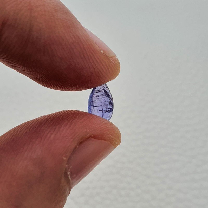 Tanzanite Naturale Forma Goccia Piatto Cabochon Liscio Fatto a Mano 5X7X3mm 1,10 Carati 1pz