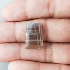 Fluorite Naturale Forma Fantasia Piatto Cabochon Liscio Fatto a Mano 20X13mm 3,85gm 1pz