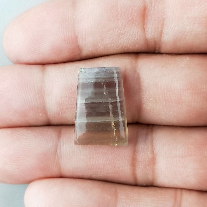 Fluorite Naturale Forma Fantasia Piatto Cabochon Liscio Fatto a Mano 20X13mm 3,85gm 1pz