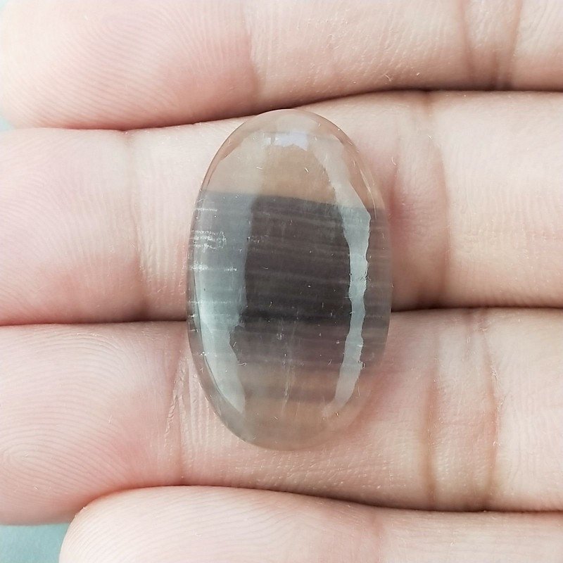 Fluorite Naturale Forma Ovale Piatto Cabochon Liscio Fatto a Mano 27X16X5mm 4,40gm 1pz