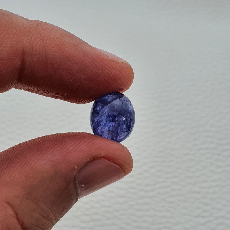 Tanzanite Naturale Forma Ovale Piatto Cabochon Liscio Fatto a Mano 12X10X06mm 6,70 Carati 1pz