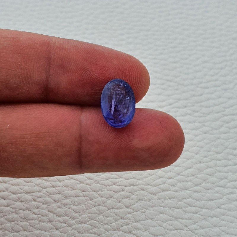 Tanzanite Naturale Forma Ovale Piatto Cabochon Liscio Fatto a Mano 12X8X5mm 5,25 Carati 1pz