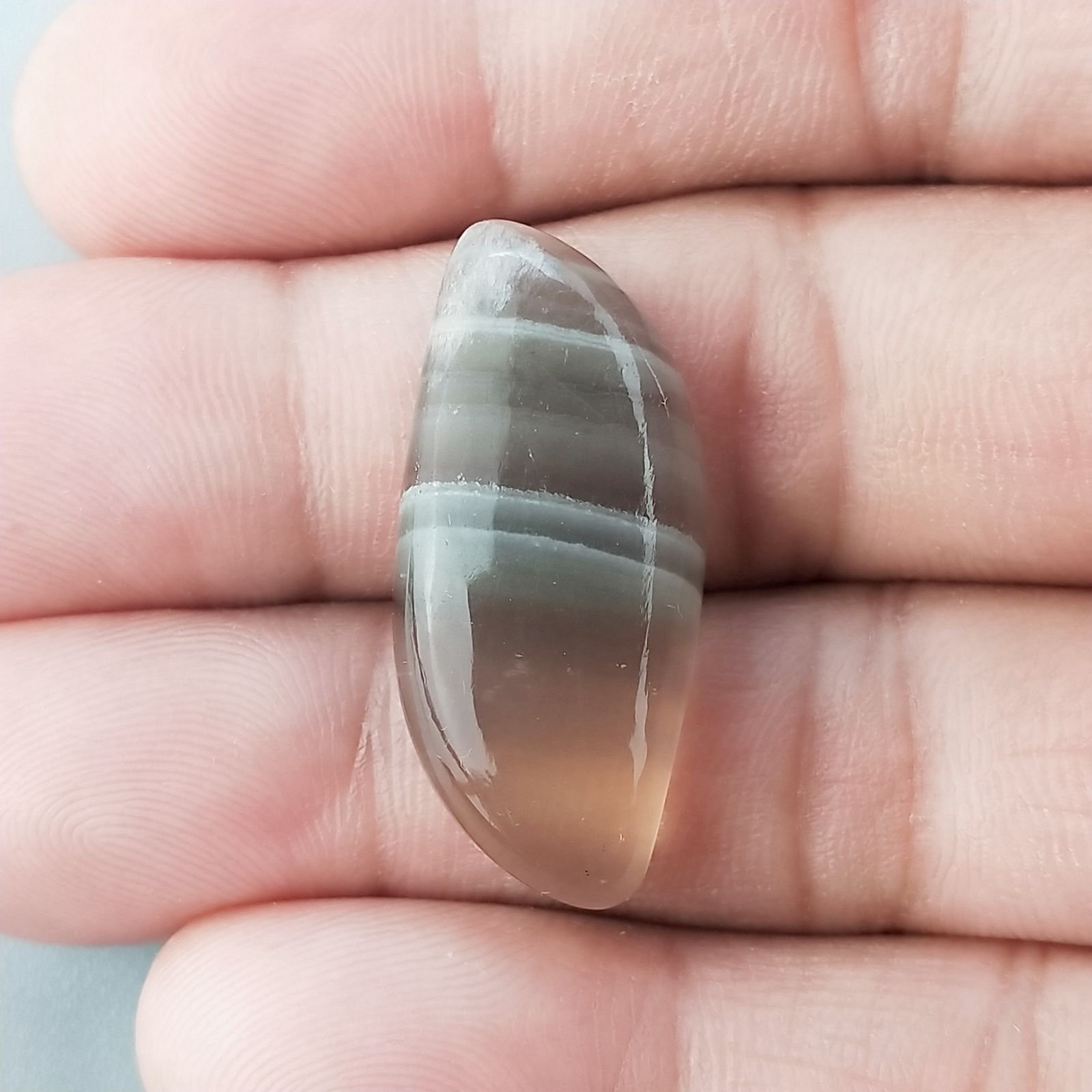 Fluorite Naturale Forma Fantasia Piatto Cabochon Liscio Fatto a Mano 31X14mm 5,40gm 1pz