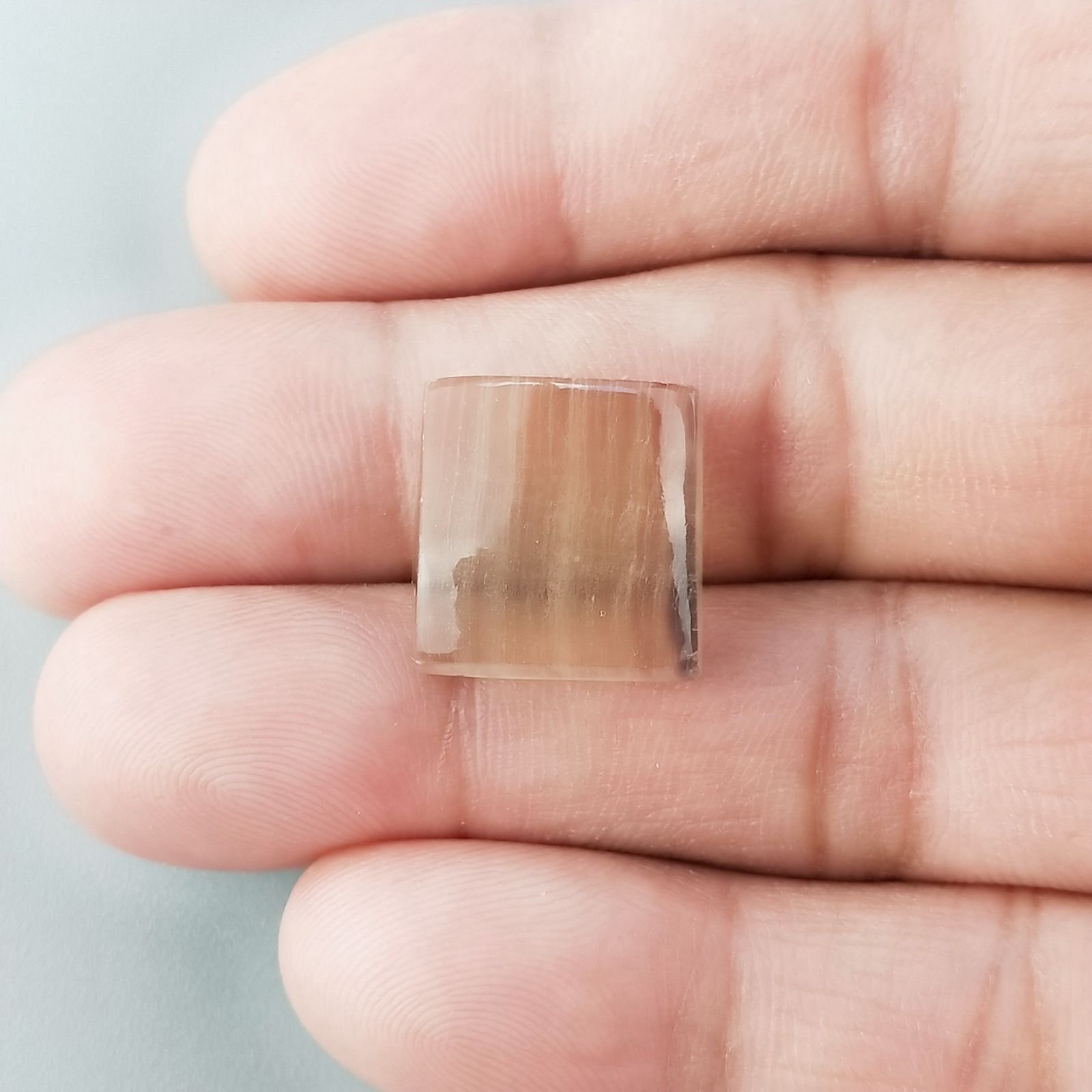 Fluorite Naturale Forma Quadrato Piatto Cabochon Liscio Fatto a Mano 16X16X6mm 4,20gm 1pz