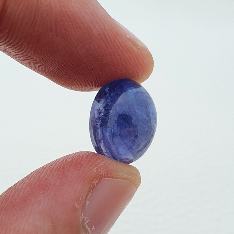 Tanzanite Naturale Forma Ovale Piatto Cabochon Liscio Fatto a Mano 13,80X10X8mm 10,95 Carati 1pz