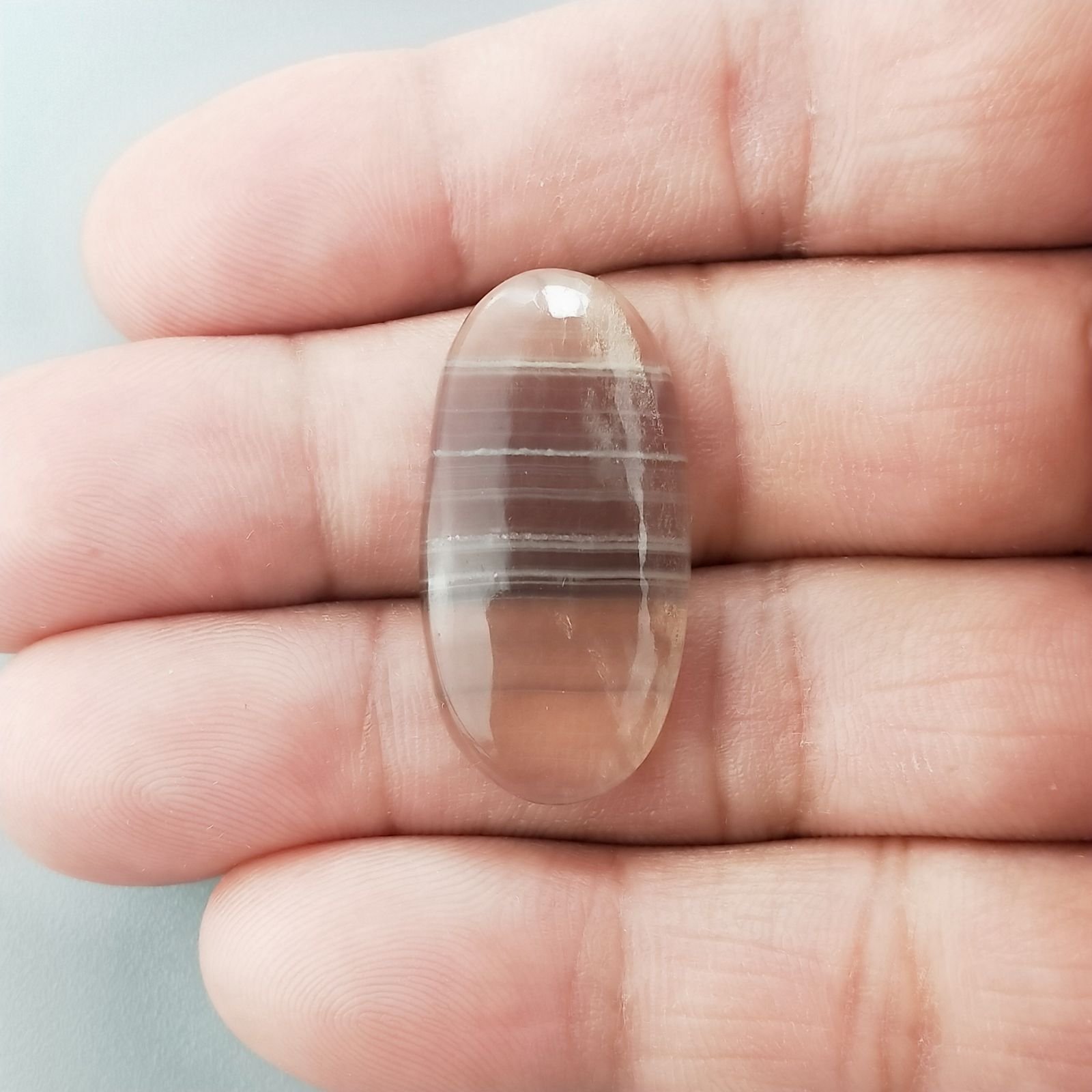 Fluorite Naturale Forma Ovale Piatto Cabochon Liscio Fatto a Mano 31X15mm 4,05gm 1pz
