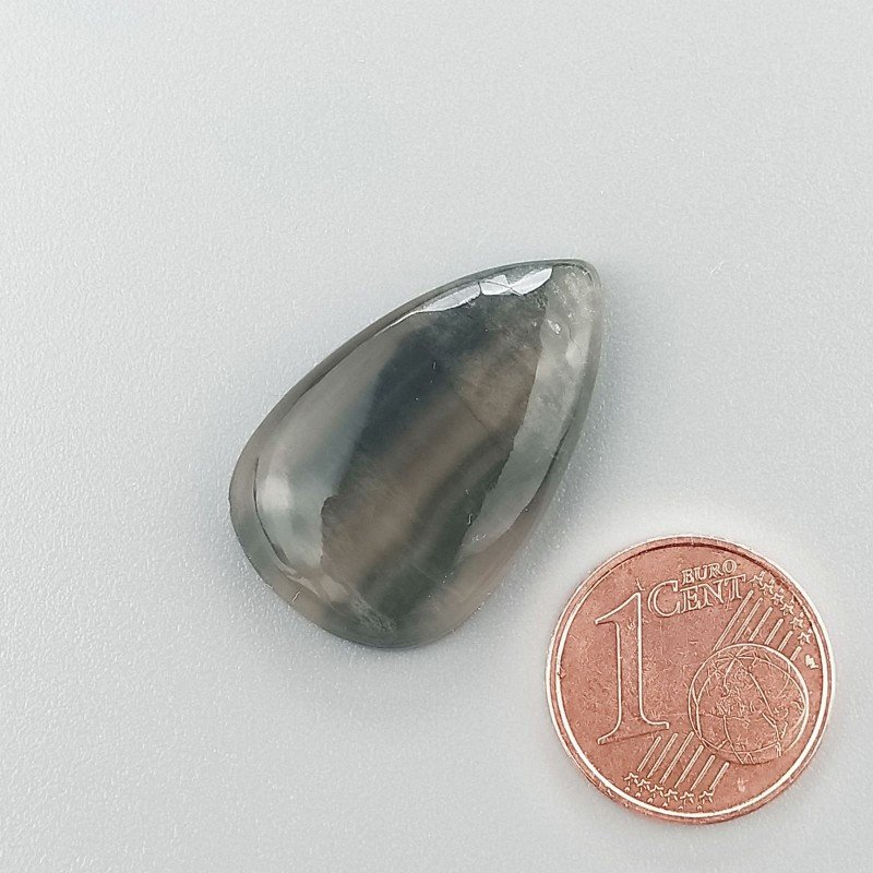 Fluorite Naturale Forma Goccia Piatto Cabochon Liscio Fatto a Mano 26X16mm 4,47gm 1pz