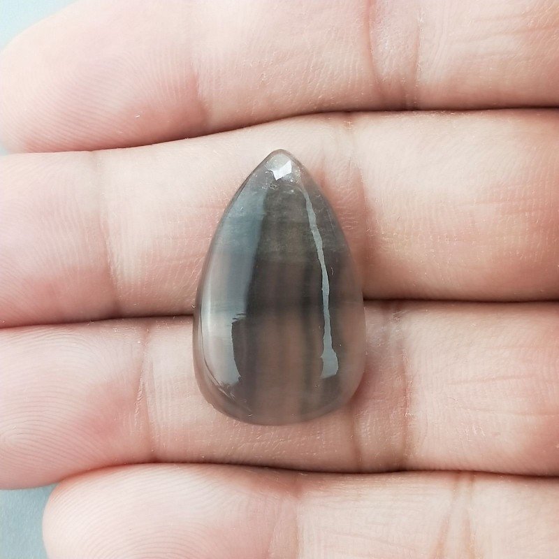 Fluorite Naturale Forma Goccia Piatto Cabochon Liscio Fatto a Mano 26X16mm 4,47gm 1pz