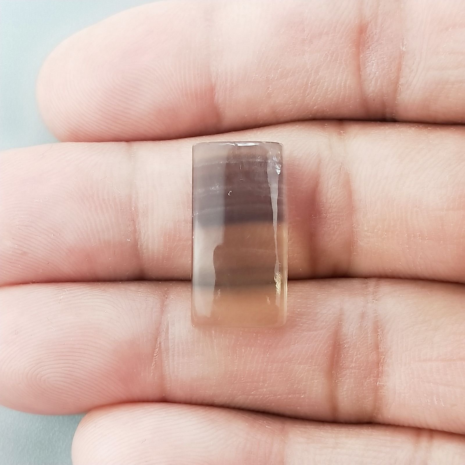 Fluorite Naturale Forma Rettangolare Piatto Cabochon Liscio Fatto a Mano 21X11X5mm 3,15gm 1pz