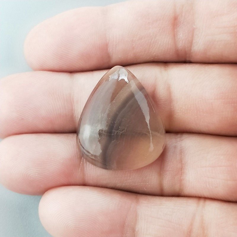 Fluorite Naturale Forma Goccia Piatto Cabochon Liscio Fatto a Mano 26X22mm 6,55gm 1pz