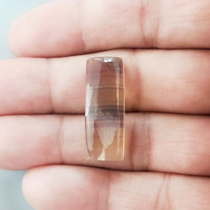Fluorite Naturale Forma Rettangolare Piatto Cabochon Liscio Fatto a Mano 27X11X7mm 5,75gm 1pz