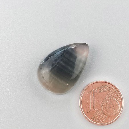 Fluorite Naturale Forma Goccia Piatto Cabochon Liscio Fatto a Mano 22X15X6mm 4,45gm 1pz