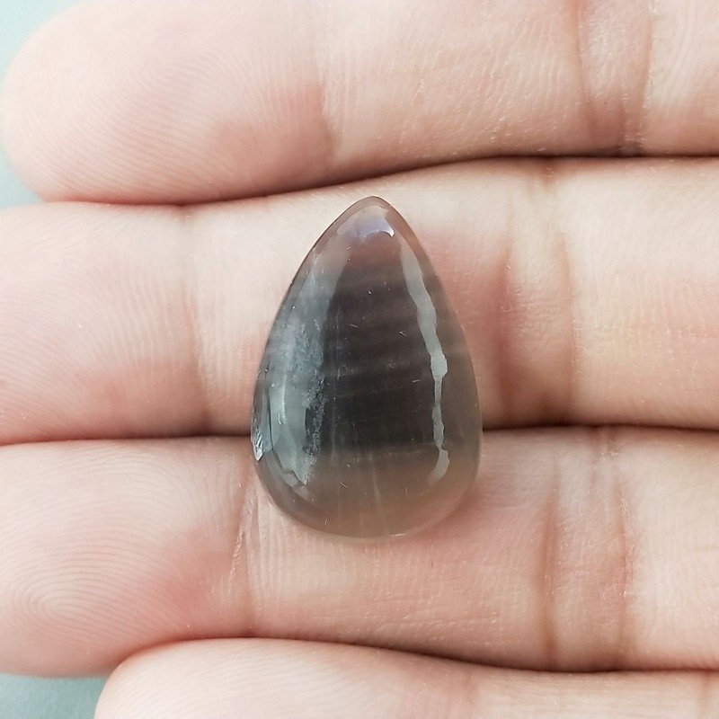 Fluorite Naturale Forma Goccia Piatto Cabochon Liscio Fatto a Mano 22X15X6mm 4,45gm 1pz