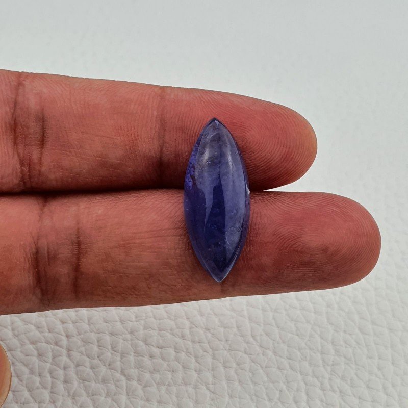 Tanzanite Naturale Forma Marquise Piatto Cabochon Liscio Fatto a Mano 13X13X08mm 17,20 Carati 1pz