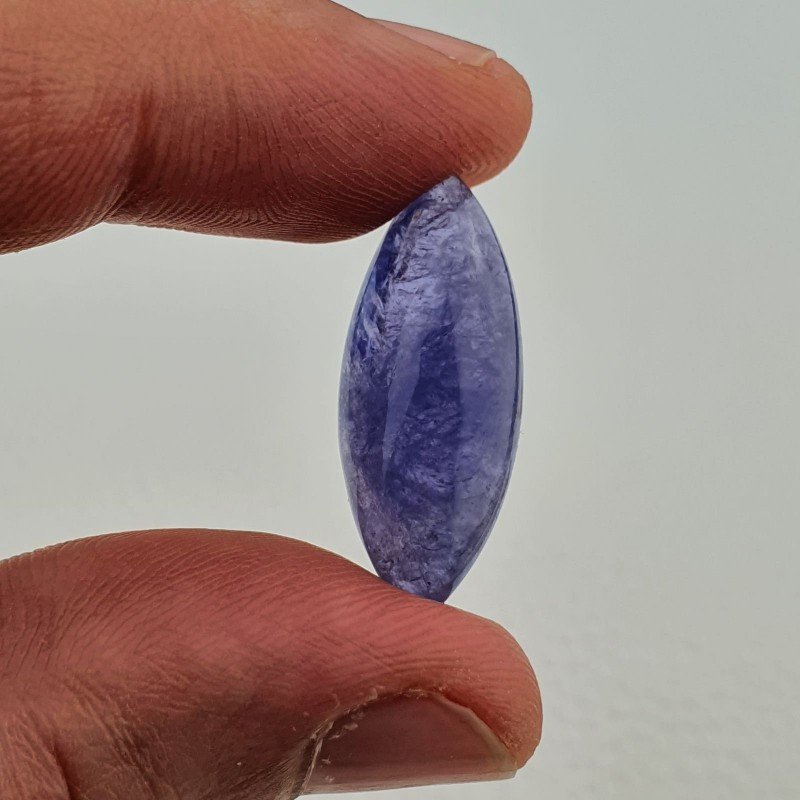 Tanzanite Naturale Forma Marquise Piatto Cabochon Liscio Fatto a Mano 13X13X08mm 17,20 Carati 1pz