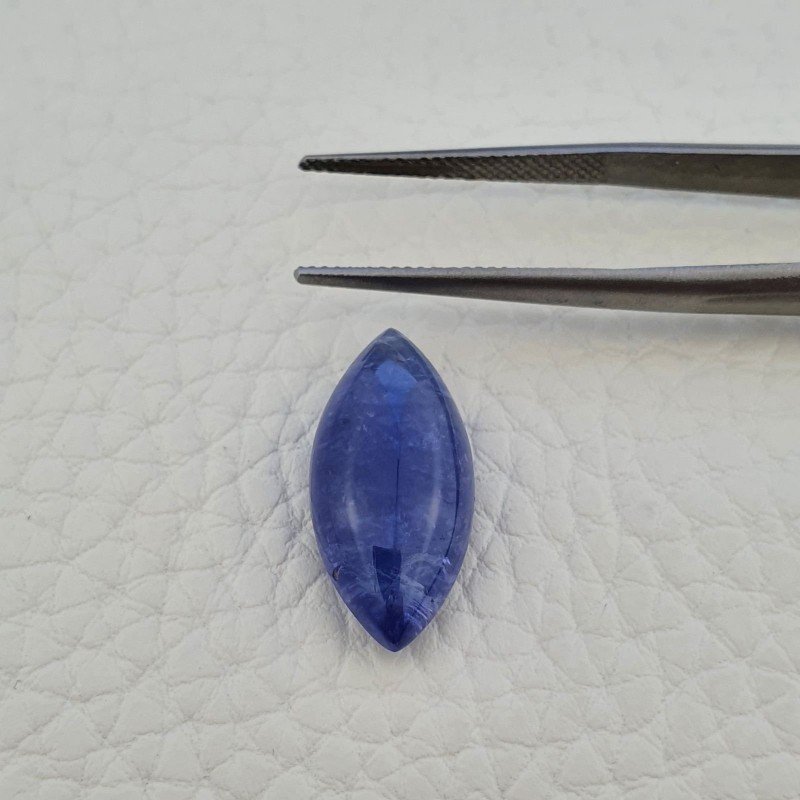 Tanzanite Naturale Forma Marquise Piatto Cabochon Liscio Fatto a Mano 20X10X06mm 10,45 Carati 1pz