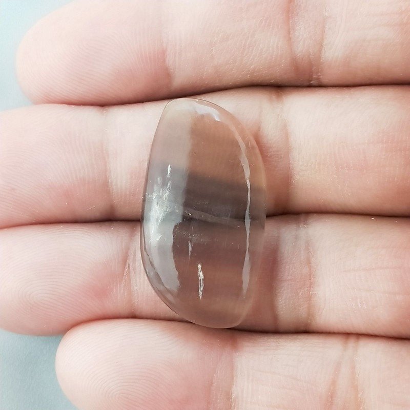 Fluorite Naturale Forma Fantasia Piatto Cabochon Liscio Fatto a Mano 31X17mm 5,52gm 1pz